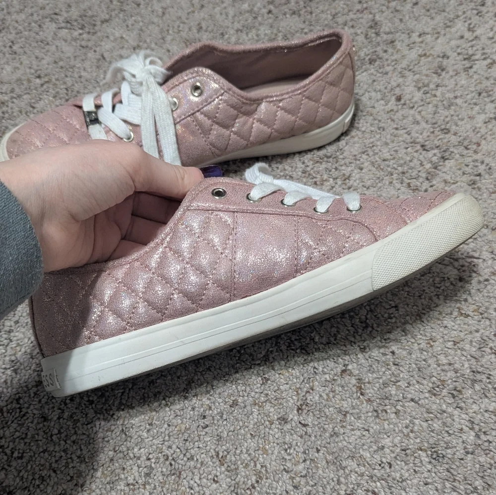 G by Guess Shimmering Pink Quilted Sneakers